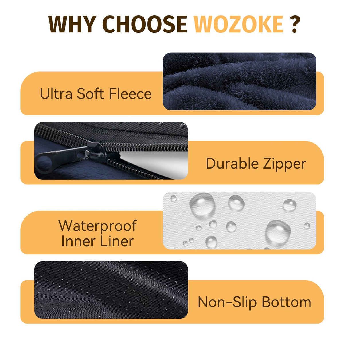 Orthopedic Waterproof Large Dog Bed: Memory Foam Washable Dog Bed with Bolsters - XXL Orthopedic Removable Cover for Medium Large Sized Pet - Non-Slip Bottom - Navy