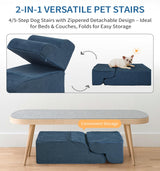 Made4Pets Dog Stairs Ramp for Small Dogs 15.7" H, 3-Step Dog Steps for Bed Couch Sofa and Chair, 35D Foam Pet Steps for Small Dogs and Cats, Non-Slip Bottom Pet Stairs, Navy