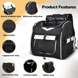 VENFOREST Dog Bike Basket, Foldable Pet Bike Carrier Backpack with Safety Strap, Waterproof Pet Bike Basket Suitable for Small Cats Kitten Puppy Dogs （New Black）