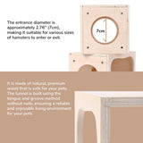 Tafit Hamster Hideout Wooden House Chamber Small Animals Pets Tunnel Exploring Toys Secret Peep Shed for Dwarf Hamsters, Syrian Hamsters, Gerbils, Hedgehogs, Rats, Mice (Living Room)