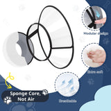 Sponge Core Dog Cone, Inflatable Dog Cone Collar Alternative, Dogs Donut Collar After Surgery, Soft Cone for Large Medium Small Dogs to Stop Licking, No Inflation Required, Clear View(Size 6, Gray)