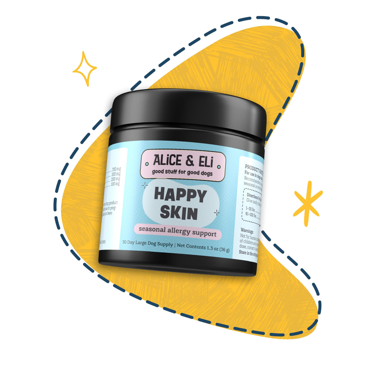 Alice & Eli Happy Skin - Seasonal Allergy Support with Quercetin & Bovine Colostrum - for Dogs with Sensitive Skin or Environmental Allergies