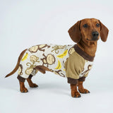 Fitwarm Monkey Dog Pajamas, Cute Dog Clothes for Small Dogs Boy Girl, Pet Onesie Clothing, 100% Breathable Cotton, Brown, XXL