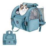 Lollimeow Expandable Cat Carrier Backpack for Large Cats - Airline Approved Pet Carrier Backpack for Small Dogs, Hiking & Travel, Waterproof with Breathable Mesh, 14lbs Capacity (Polar Blue, Standard)