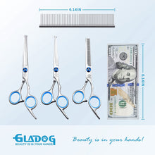 Load image into Gallery viewer, GLADOG Professional 5 in 1 Dog Grooming Scissors Set with Safety Round Tips, Sharp and Heavy-duty Pet Grooming Shears for Cats
