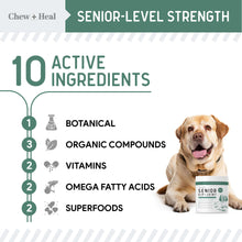 Load image into Gallery viewer, Chew + Heal Labs Glucosamine for Dogs Hip and Joint Supplement - 60 Senior Dogs Mobility Soft Chews - Made with Glucosamine, MSM, Chondroitin, Green Lipped Mussels and More - Made in The USA
