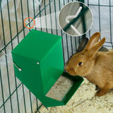 Maxcheck 4 Pcs Rabbit Feeder for Cages Small Animal Food Dispenser with Lid Metal Rabbit Feeders Outside for Guinea Pig(4.7 Inches,Green)