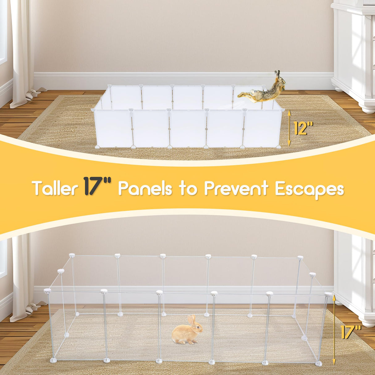 Indoor Puppy Playpen | Durable, Waterproof Pet Play Pen for Kittens, Rabbits, Guinea Pigs - DIY Easy Assembly, Safe & Secure, 16.5 X 12 Inch, 14 Panels
