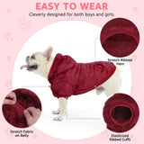 SCENEREAL Fleece Dog Sweaters Hoodie for Small Medium Large Dogs Girls Boys, Plush Fuzzy Dog Clothes Hoodies with Leash Hole, Winter/Fall Puppy Cold Weather Coat, Sherpa Hooded Sweatshirt, Burgundy SM
