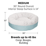 Furhaven Replacement Donut Dog Bed Cover Plush & Diamond Print Calming Cuddler, Machine Washable - Aqua, Medium