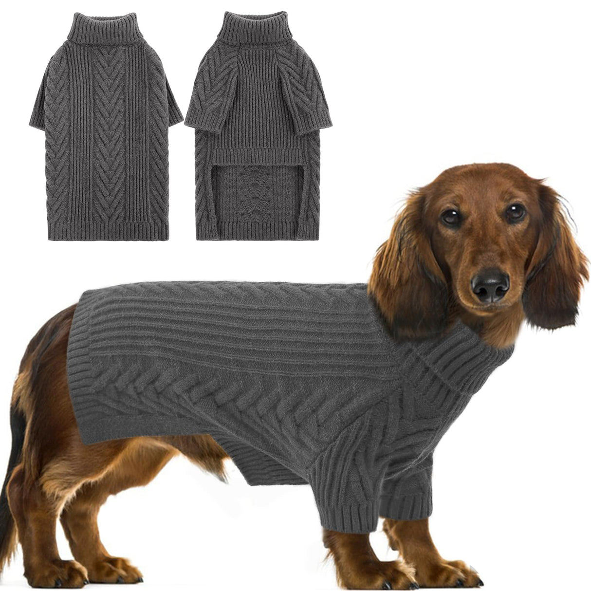Preferhouse Large Dog Sweaters, Pet Sweaters for Large Dogs, Pets Sweatshirt Apparel Turtleneck Pullover Winter Pitbull, Samoyed (Darkgrey, L