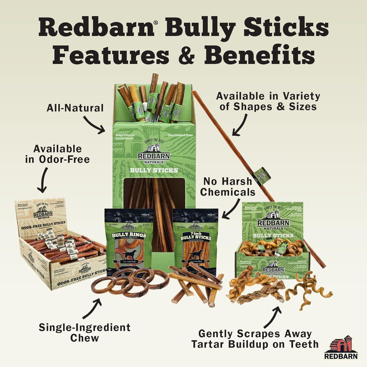 Redbarn Pet Products All Natural 5"-8" Braided Bully Sticks for Small & Large Dogs - Healthy Long Lasting Beef Chews Variety Party Pack - Single Ingredient Low Odor Rawhide Free - 8 oz Bag