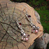 Retro Bohemian Red Zircon Drop Shape Tassel Earrings Women's Fashion Elegant Earring Accessories