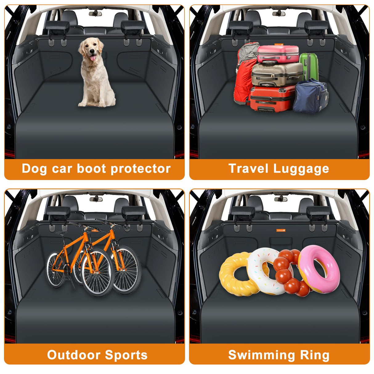 Alfheim Car Boot Liner Protector - Nonslip Waterproof Pet Dog Back Seat Cover - Durable Washable Cargo Cover Mat Travel, Universal for Medium Small Car SUV (Grey)