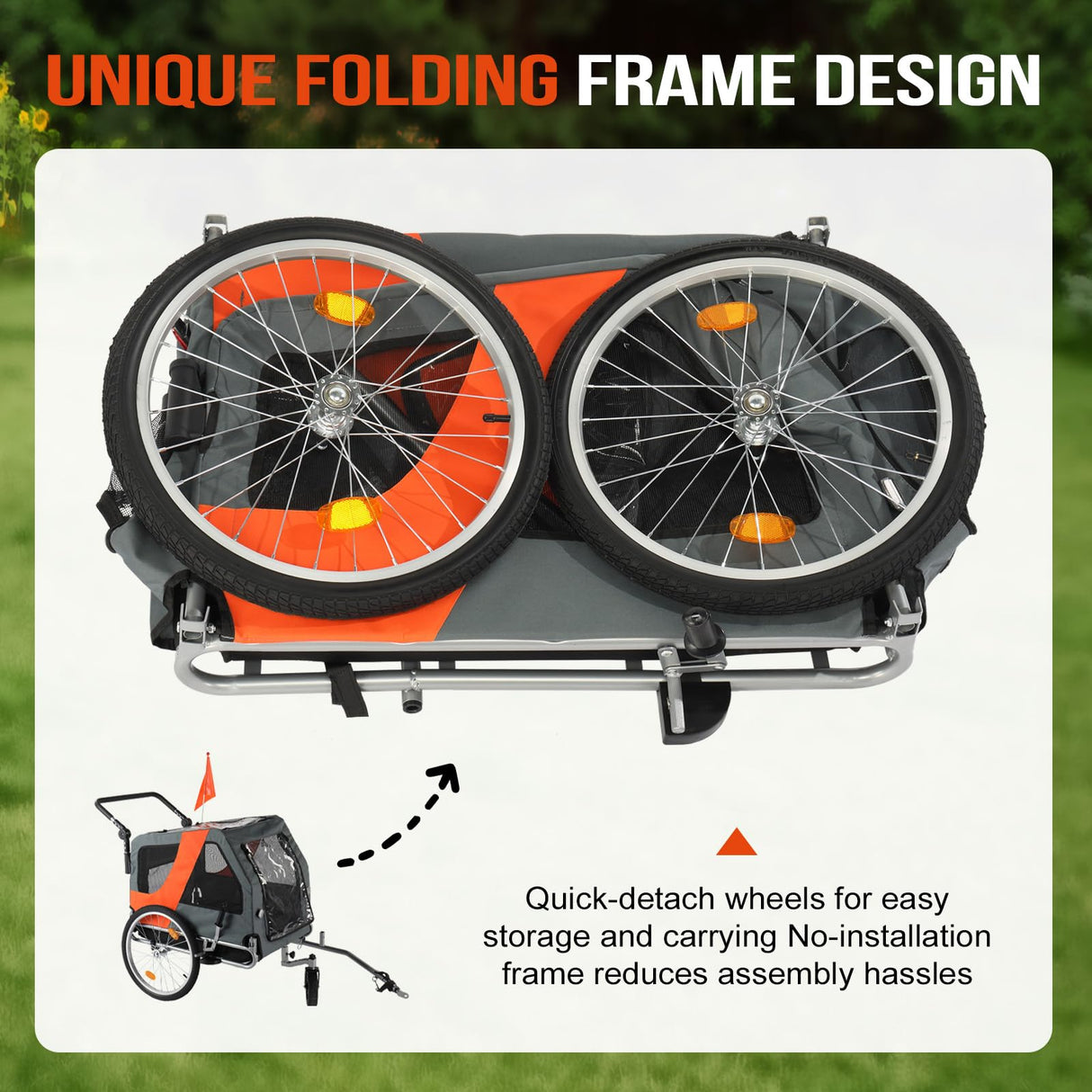 Ktaxon 2-in-1 Pet Bike Trailer, Heavy Duty 132lbs Load Capacity Foldable Dog Wagon with Quick Release Wheels, Bicycle Stroller for Large Dogs and Small to Medium Pets, New Upgraded Quick-Install Frame
