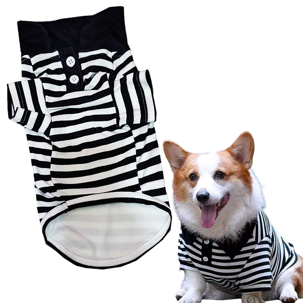 Cute Dog Clothes Striped Dog Polo Shirts Cute Sweater Puppy Clothes Gentle Sweater Pet Clothes for Small Medium Large Dogs Cats (Black Stripe, 3XL Size for 40-55lb Pets)