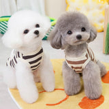 2PCS Striped Dog T-Shirt with D-Ring – Soft Waffle Fabric Pet Tee with Cute Bear Patch, Breathable & Lightweight Dog Outfit for Small & Medium Dogs – Stylish Everyday Wear(2PCS A,S)