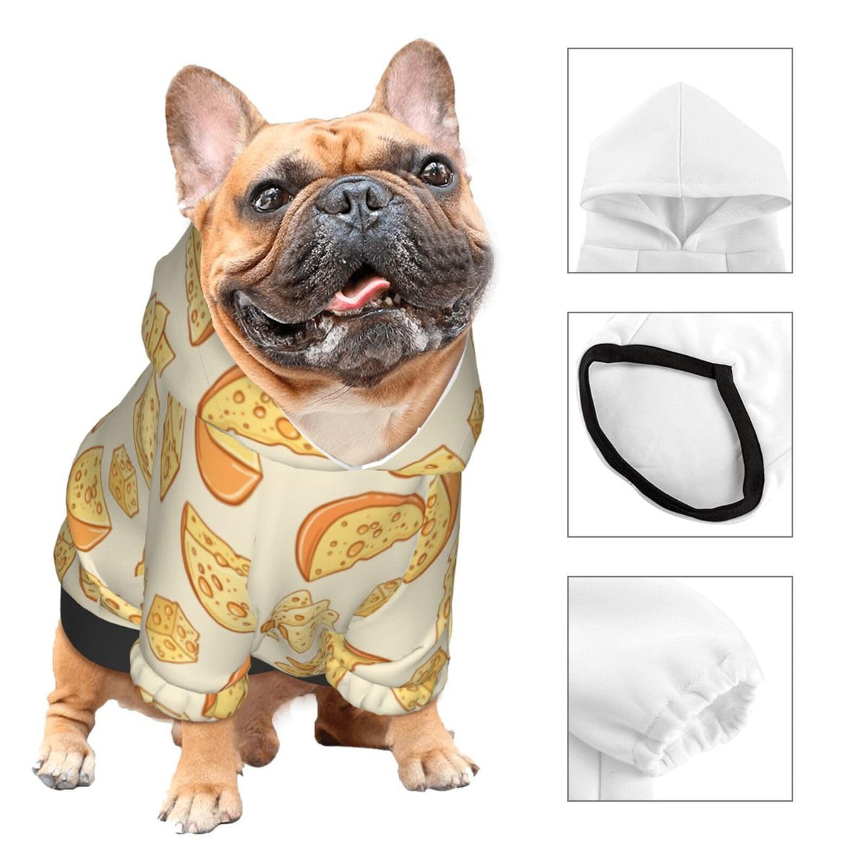 Yellow Cheese Pattern Dog Hoodies Pet Clothing Streetwear Sweatshirt with Hood for Small Dogs Small