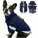 MIGOHI Waterproof Dog Coat with Harness Adjustable Dog Jacket Pet Winter Coat with Zipper,Christmas Small Fleece Jacket for Small Dogs,Extra Long Sleeves Warm Winter Snowsuit for Dogs,M,NavyBlue