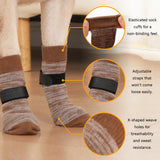 KUPAO Dog Socks 12 Pack to Prevent Licking Paws, Anti Slip Dog Booties and Paw Protectors for Hardwood Floors Hot Pavement, Suitable for Small Medium Large Senior Dogs - Size Large,Brown