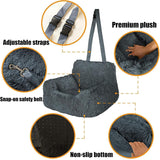 Luxurious Car Bed Travel Safety Kit, Ultra Soft Comfort Calming Dog Bed for Car Seat, Portable Washable Durable Plush Pet Cushion for Small Medium Dogs Cats (Dark Gray,23.6 * 27.5in)