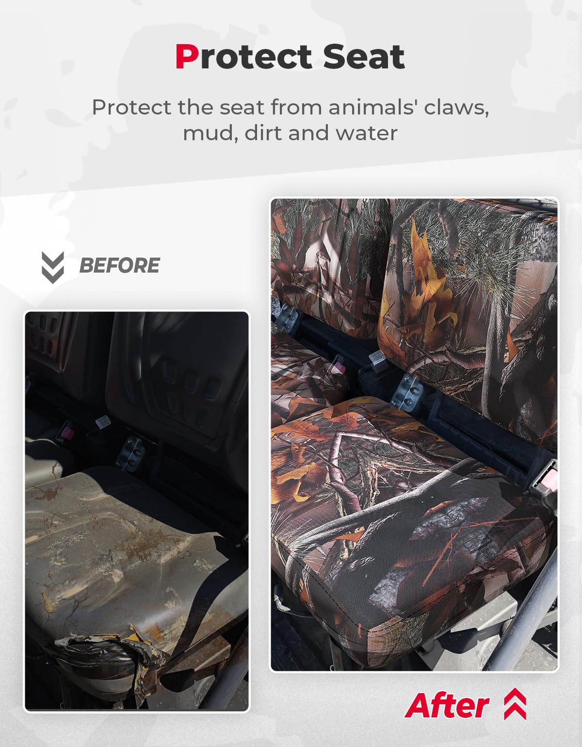 KEMIMOTO Seat Covers Camo Compatible with Kubota RTV X900, RTV X1120D, RTV 1140 2014-2025 and X1100 2007-2013, Compatible with Kubota Sidekick RTV-XG850