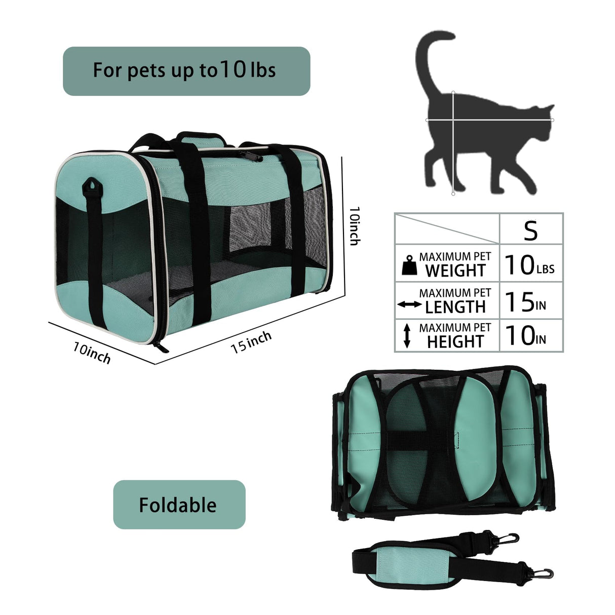 Small Animal Travel, Carrier for Hedgehog Rat Parrot Bird Guinea Pig, Lizards Carrier, Soft Sided Travel Carrier Portable Guinea Pig Up to 10 Lbs (15 * 10 * 10, Green)