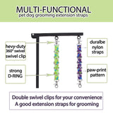 FURSDOLY Dog Grooming Loops Table Supplies 2 Pack Cute Colorful Paw Pattern Restraint Loop Dogs Grooming Arm Extension Double Snap Hooks Extender with 5 D-Rings for Pet Salon & Daily Conveience