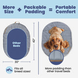 Travel Dog Bed (42" x 30")- Foldable & Packable for Travel, Road Trip, Camping– Lightweight, Water Resistant & Cozy with Soft Padding– Compact, Portable & Machine Washable– Large & Small Breeds: Grey