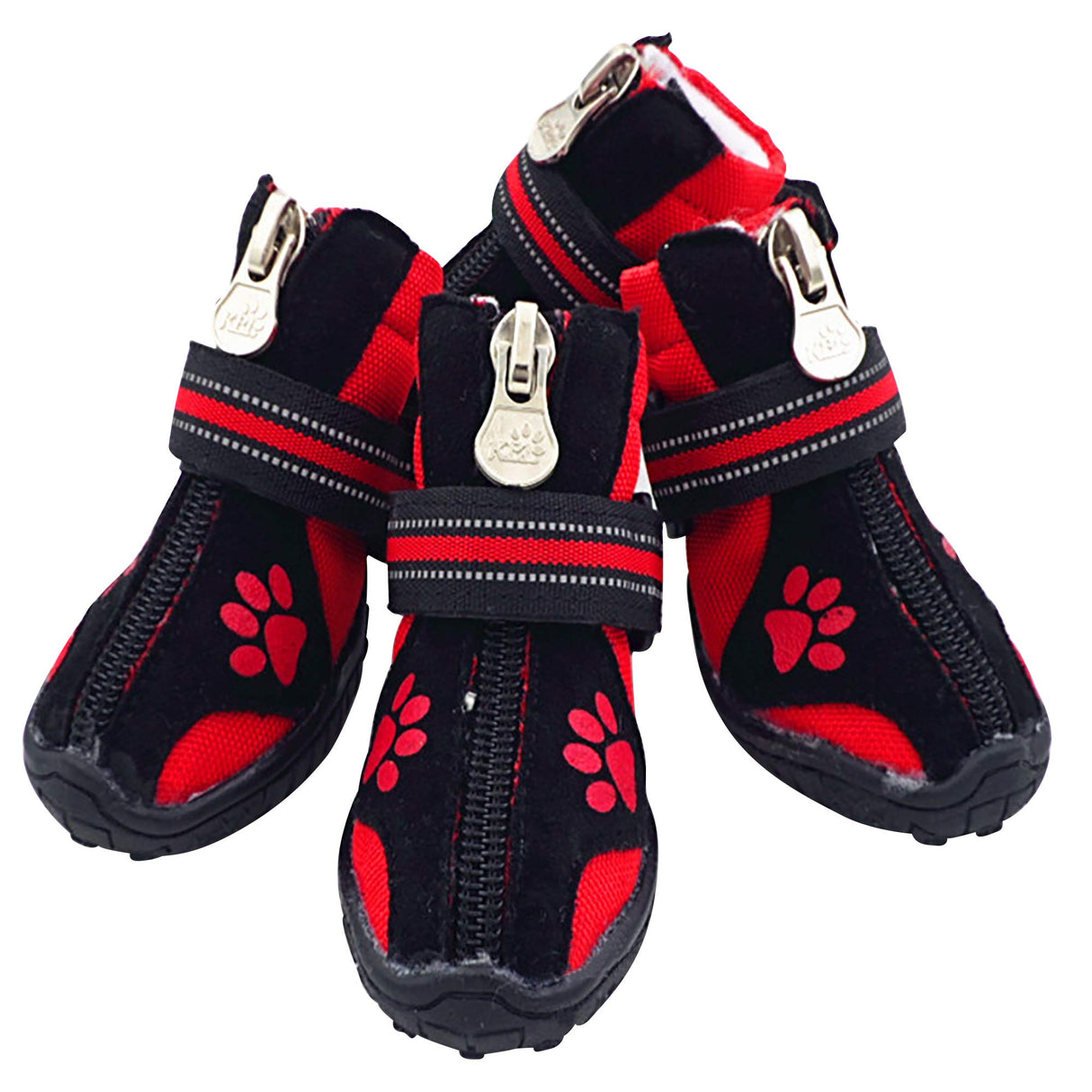 URBEST Dog Winter Shoes, Dog Boots Sports Non-Slip Pet Dog Anti-Slip Sole, Water Resistant Boots for Dogs 2 Pairs (1#, Red)