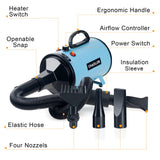 CHAOLUN High Velocity Dog Grooming Dryer, Dog Blow Dryer, Pet Hair Dryer with Heater, Adjustable Speed, Blue