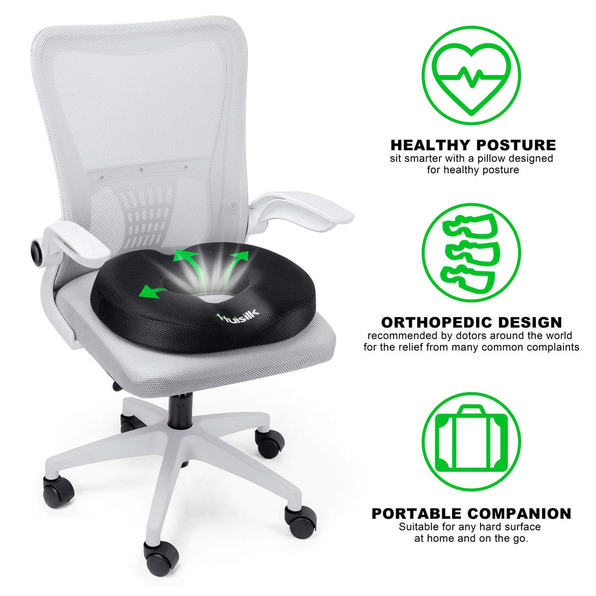 Donut Pillow for Tailbone Pain - Memory Foam Car Office Chair Seat Cushion - Hemorrhoid Cushions Relief Support Bed sores, Prostate, Coccyx, Sciatica, Pregnancy, Postpartum