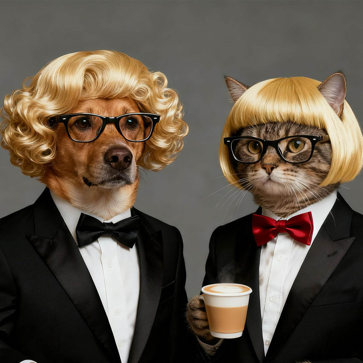 6pcs Fun Dog Wigs Suitable for Cat and Dog Cosplay Pet Wigs and Costumes Perfect for Christmas and Party Decorations