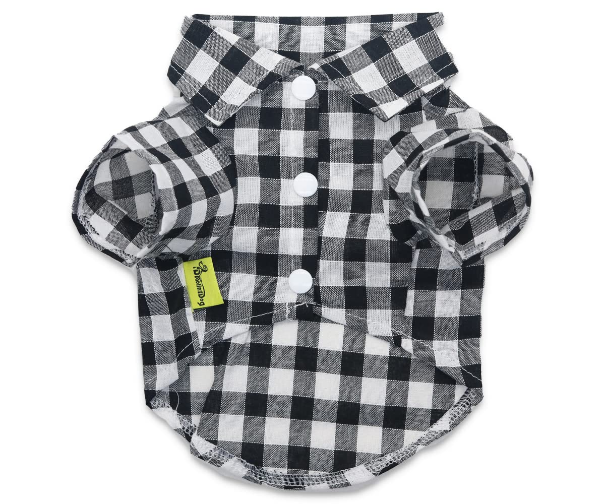 DroolingDog 3 Pack Plaid Dog Tee, Puppy Button Up Shirt, Polo T-Shirt, Breathable Summer Tee, Medium