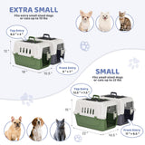 Magshion 18 Inch Pet Carrier for Small Dogs and Cats with Top and Front Door Access, Plastic Dog Kennel for Longer Traveling, Durable Handle, and 4 Sides Ventilation for Pet Up 10 lbs (White+Grey)
