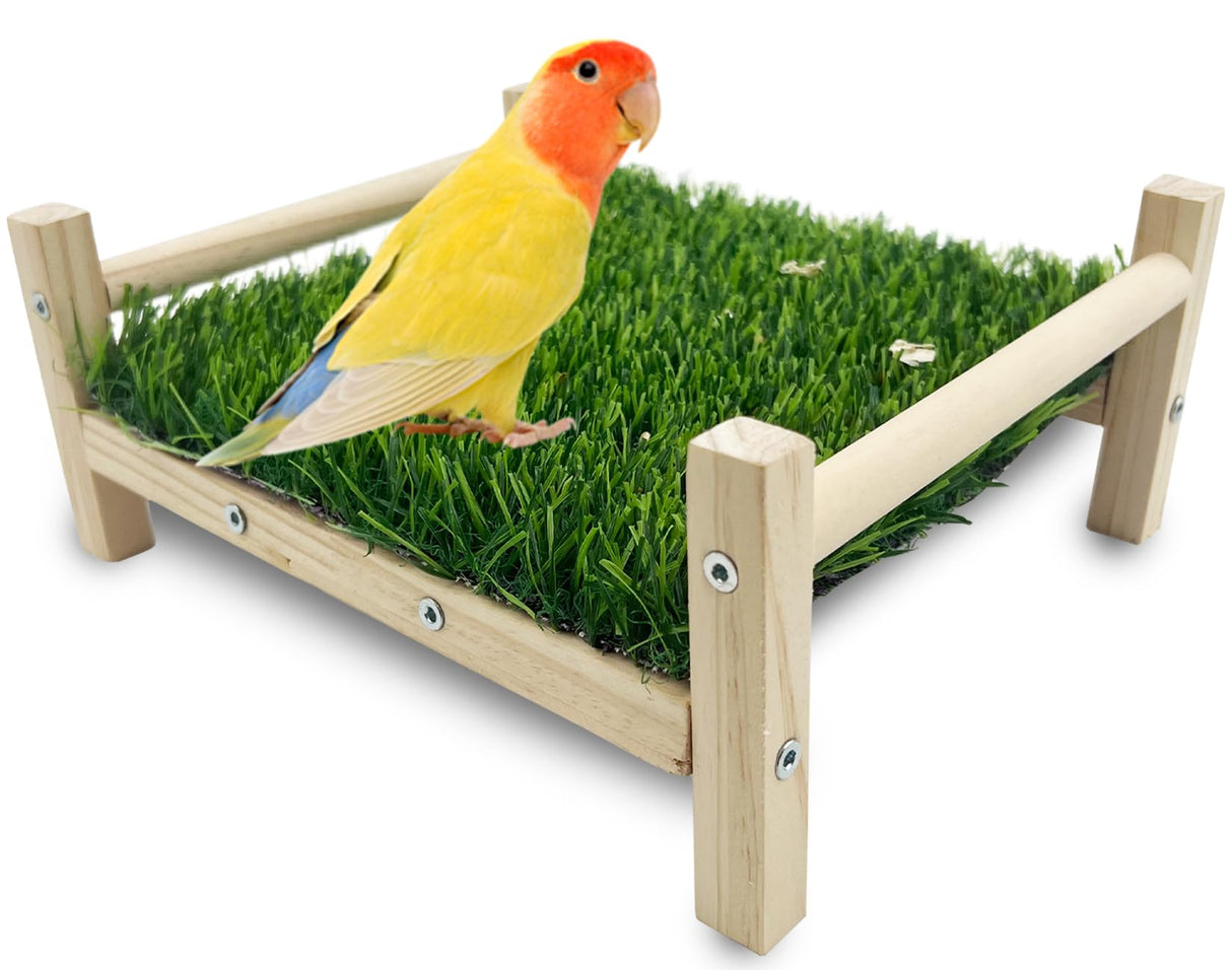 FlidRunest Bird Foraging Bed, Parrot Hammock Bed, Parrot Grass Perch Bed, Bird Perch Conure Platform Grass Forage Toy for Parakeet, Cockatiel, Lovebird, Budgie