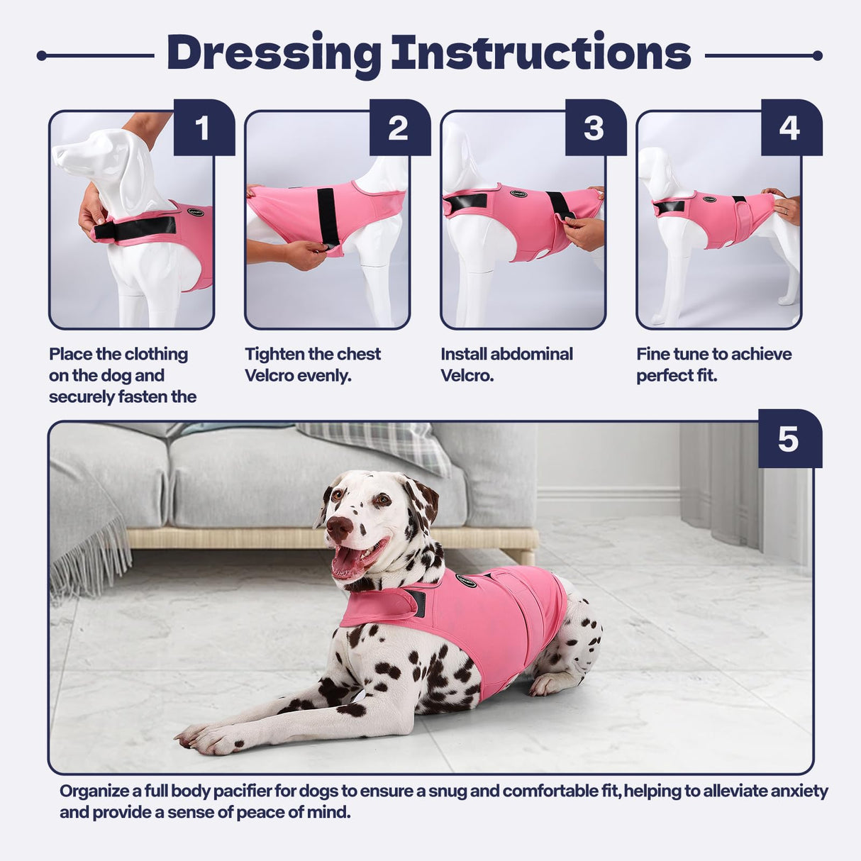 AOOLMOL Dog Anxiety Vest and Shirt, Skin-Friendly Calming Shirt - Thunder Jacket for Pet Vet Visits - Dog Jacket for Thunder, Fireworks, Anti Anxiety Vest for Pet Without Medicine & Training