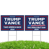 2 Pack Trump Vance 2024 Yard Sign,Donald Trump JD Vance Yard Sign Waterproof, 18" X 12" MAKE AMERICA GREAT AGAIN Outdoor Yard Lawn Signs Double Sided with H-Stake