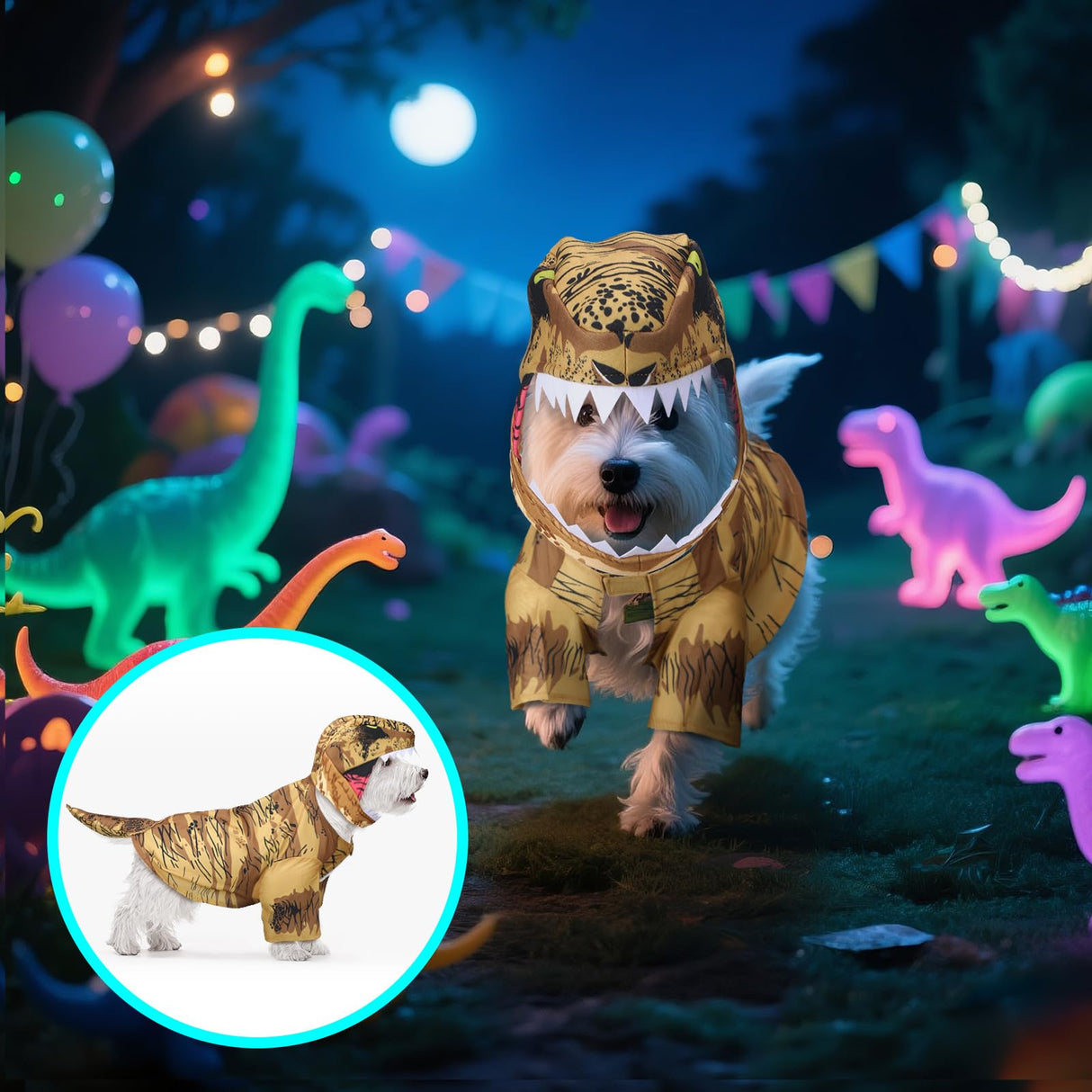 Huhumy T. Rex Dog Costume Dinosaur Dog Costume Halloween Dino Pet Clothes for Pet Cat Halloween Party Cosplay Events Photo Props, Medium