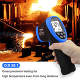 BTMETER BT-1800 Non Contact Pyrometer High Temperature Infrared Thermometer Gun -58°F ~3272°F (-50~1800℃) DS 50:1 for Metal Melting Furnace Forge Kiln Tempe Tester-blue(NOT for Human Temp)