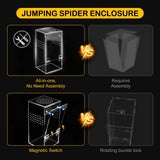 Clioran Jumping Spider Enclosure Kit,Escape Proof Reptile Tank,Praying Mantis Terrariums,Transparent Acrylic Complete Bug Habitat,Arboreal Tarantula Cribs Cage,Insect Starter Container,Critter Keeper