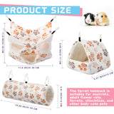 Abbylike 9 Pieces Rat Hammock 3 Tier Guinea Pig Ferret Hammocks Small Pet Hanging Tunnel Glider Toy Guinea Pig Ferret Hideout Bed Cage Accessories for Hamster(Light Brown, White, Black,Paw)