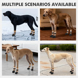 Mihachi Anti Slip Dog Socks, Dog Boots for Hardwood Floors Prevent Licking, Traction Control Waterproof Rubber Sole Paw Protectors for Small Medium Large Dogs,Khaki L