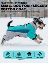 Fullbody Dog Coat Warm Fleece Dog Jacket,4-Legged Reflective Dogs Vest Turtleneck Cold Weather Coat, Waterproof Windproof Puppy Puffer Onesie