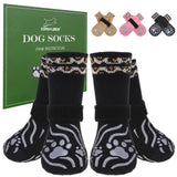 EXPAWLORER Dog Socks for Hot Pavement to Prevent Licking Paws, Anti Slip Doggie Grippy Booties Shoes for Hardwood Floors, Boots & Paw Protectors for Small Medium Large Senior Dogs Black XL