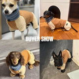 WienieDay Dachshund Sherpa Fleece Dog Jumpsuit, Warm Winter Full Body Coat for Small Medium Dogs, Thick Clothes for mini Dachshund (Large (15-20 lbs))