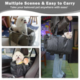 Portable Small Dog Seat for Car, Luxury Leather Center Console Dog Car Seat Booster with Safety Tethers, Anti-Collapse Pet Travel Carseat for SUV, Truck