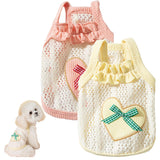 2PCS Breathable Cotton Dog Shirt with Heart and Bow Decoration, Pet Shirt for Small Dog and Cat, Puppy Clothes for Chihuahuas, Dachshunds and Yorkies, Summer Pet Outfit for Girls(2PCS A,XS)