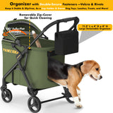 PAWZIDEA Large Dog Stroller up to 80 lbs, No-Zip 180° Reversible Canopy Lockable, Heavy Duty Pet Stroller for 2 Medium Dogs One-Hand Foldable, Low-Entry, All-Terrain Jogger Wheels, Storage Organizer