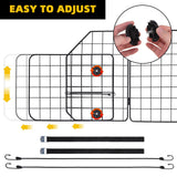 KOOLTAIL Dog Barrier for SUV & Truck, Adjustable & Foldable Dog Car Barrier 36.6"-60.6", Heavy-Duty Wire Mesh Car Divider, Universal Fit for Cars, Jeep, Hatchback, Triple Folding